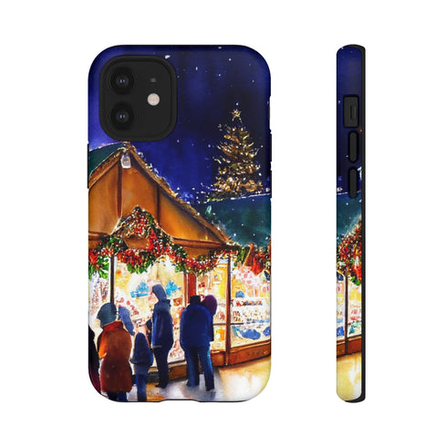 Shopping at the Christmas Market - Impact Resistant Phone Case iPhone 12 Mini Matte
